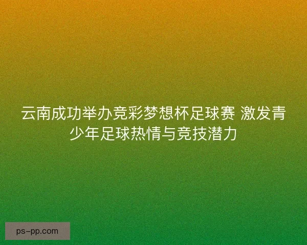 云南成功举办竞彩梦想杯足球赛 激发青少年足球热情与竞技潜力