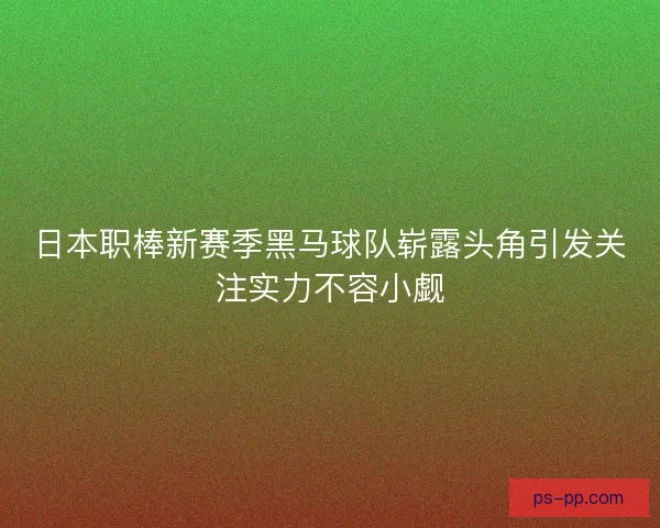 日本职棒新赛季黑马球队崭露头角引发关注实力不容小觑